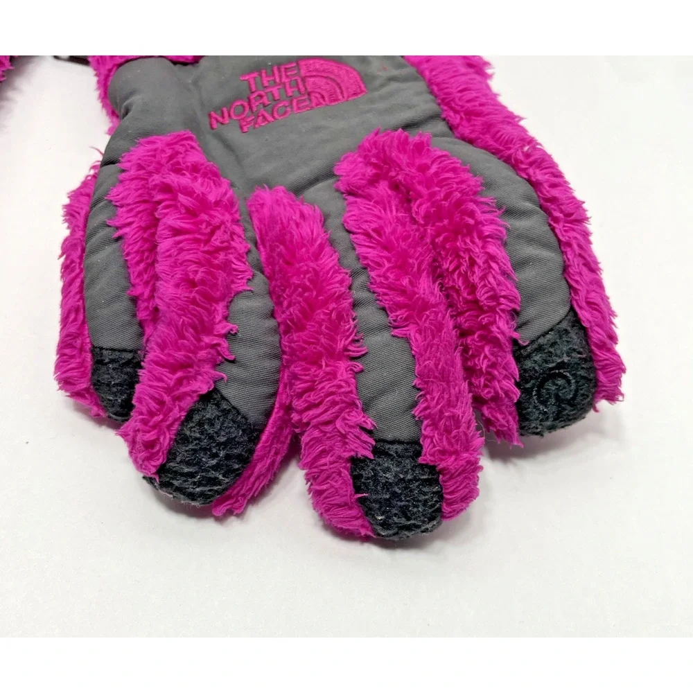 THE NORTH FACE Fleece Gloves Girls Fuchsia Pink Charcoal Gray Small